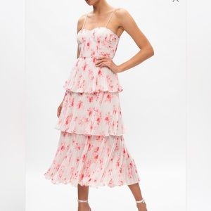 SELF PORTRAIT floral print chiffon tiered midi dress